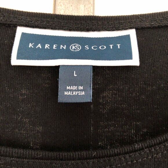 Karen Scott ugly t-shirt size M,L long sleeves  black crew neck Graphic Tee - Picture 4 of 7